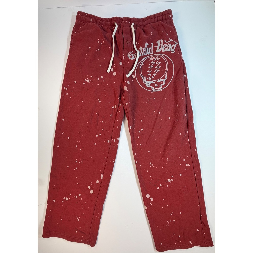 Grateful Dead Mad Engine Red Bleach Splatter Lounge Pants XL Steal Your Face
